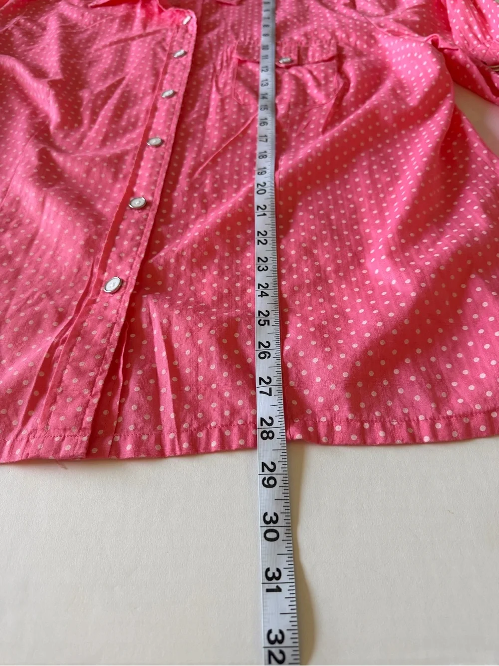 Karen Scott Coral Pink Polka Dot Button-Up Shirt